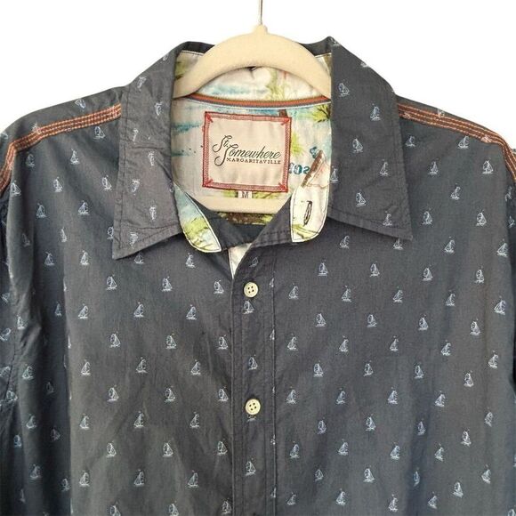 St. Somewhere Margaritaville Men's Nautical Sailing Button-Up Shirt Size M - Picture 3 of 7